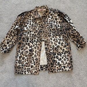 Vintage Gene Ewing Bis Chore Jacket Womens L Leopard Relaxed Barn Coat Animal‎